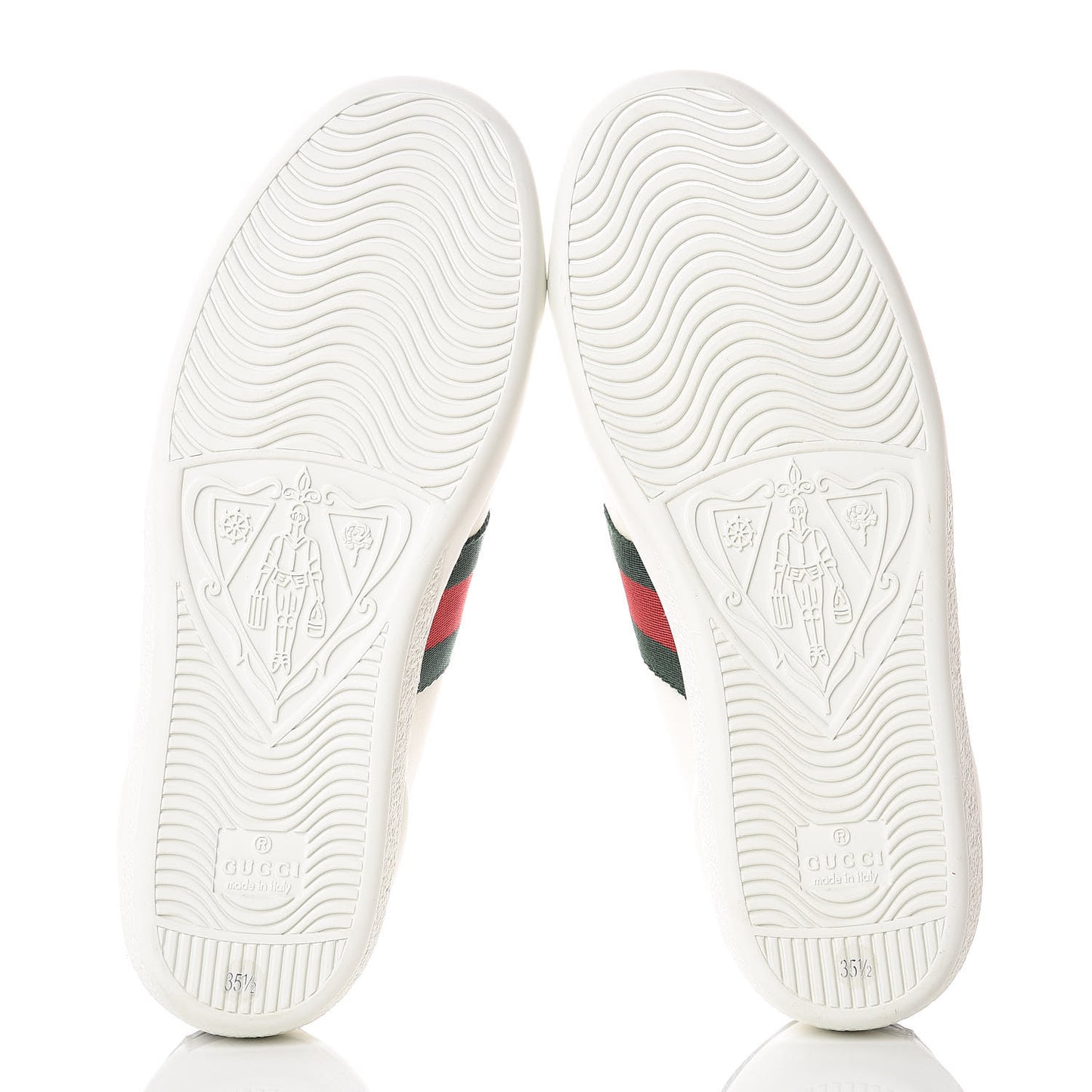 Calfskin Crocodile Web Womens Ace Sneakers 35.5 White Green