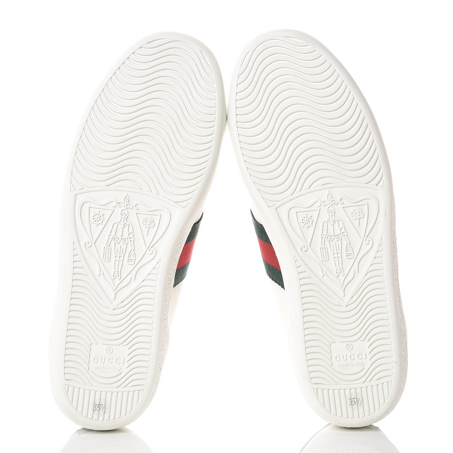 Gucci Calfskin Crocodile Web Womens Ace Sneakers 35.5 White Green 5 of 10
