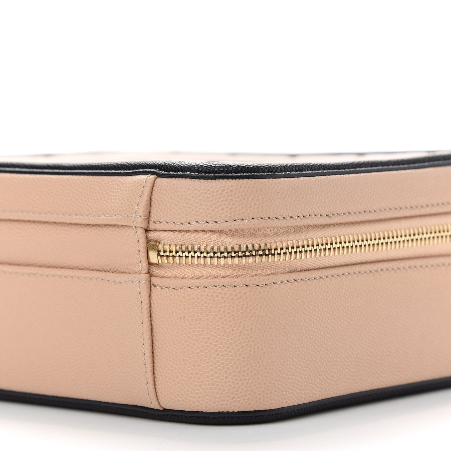 Caviar Quilted Medium CC Filigree Vanity Case Beige Black