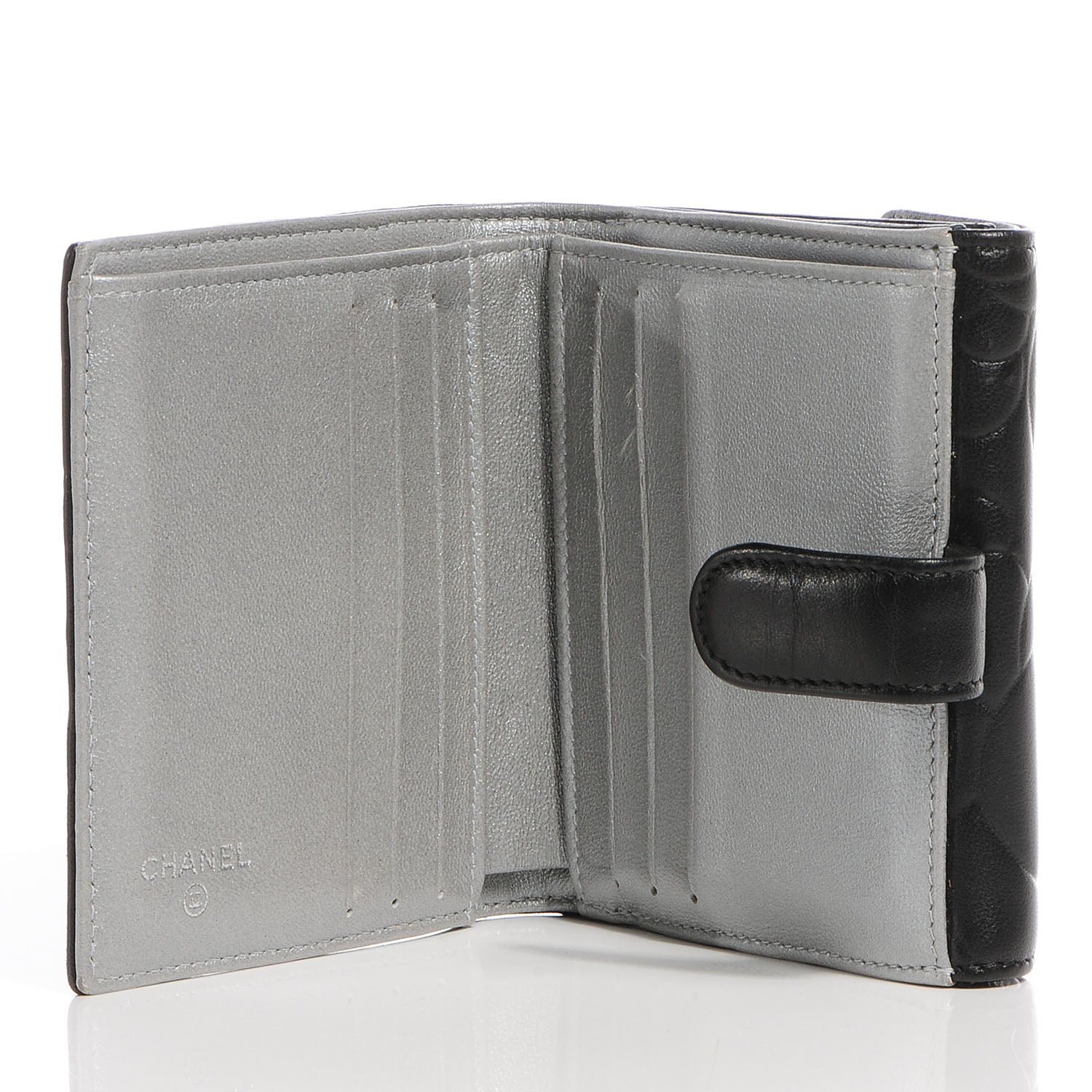 Chanel Lambskin Camellia French Wallet Black 5 of 7