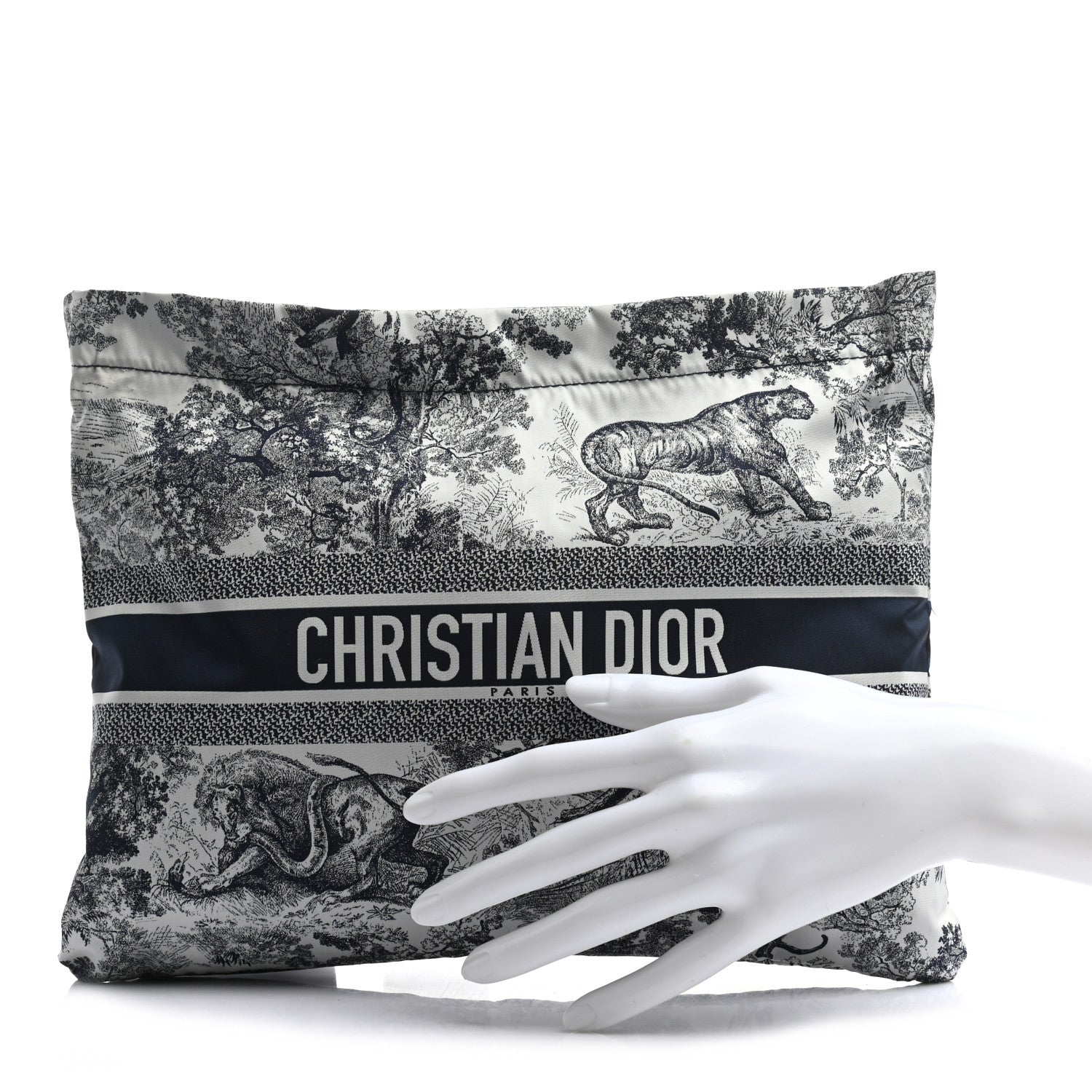 Christian Dior Embroidered Toile De Jouy Diortravel Zipped Pouch Blue 2 of 7