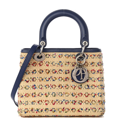 Christian Dior Raffia Medium Lady Dior Blue 1 of 8