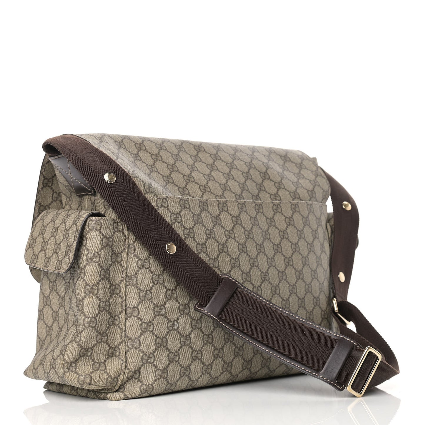 GG Plus Monogram Messenger Diaper Bag Dark Brown