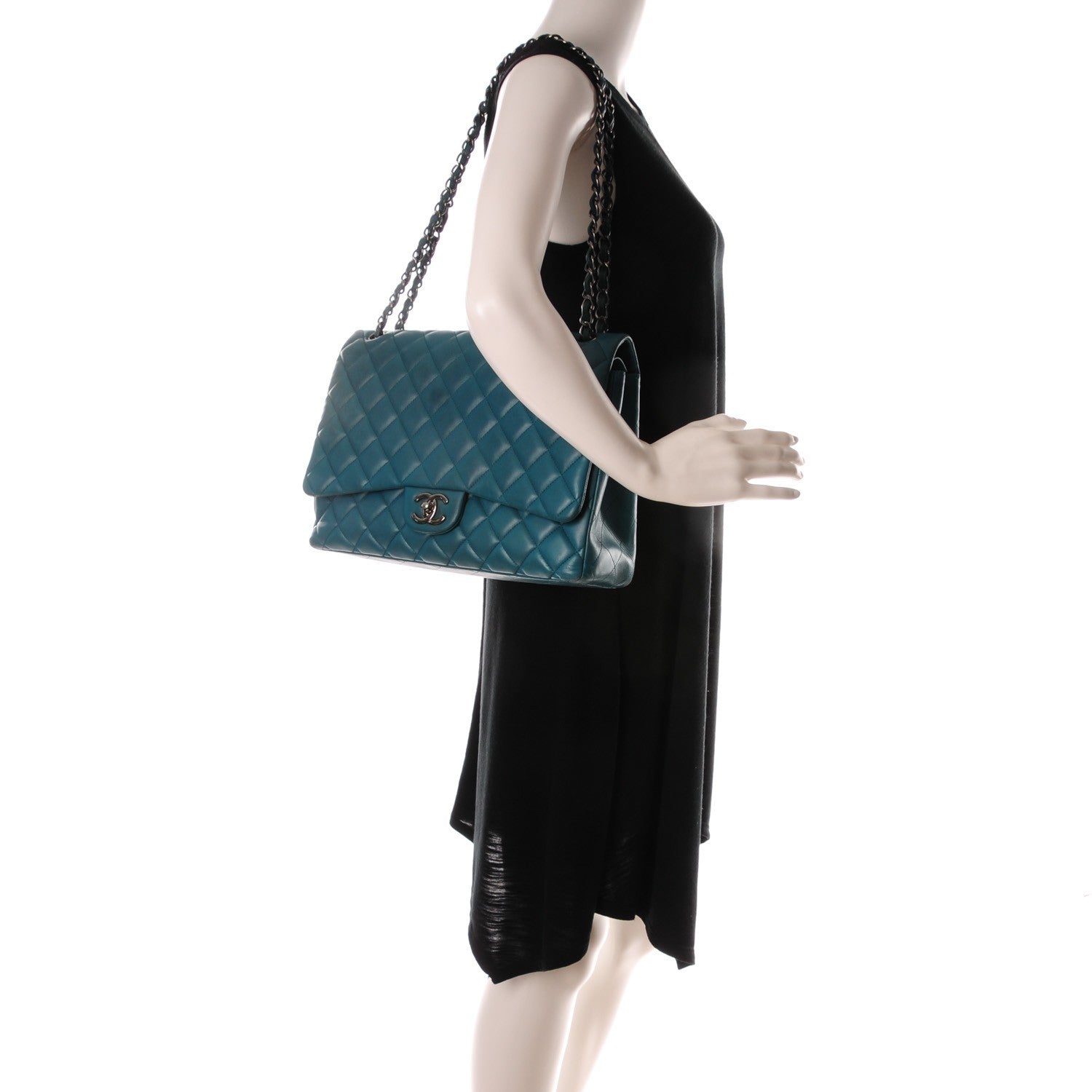 Chanel Lambskin Maxi Double Flap Turquoise 2 of 12