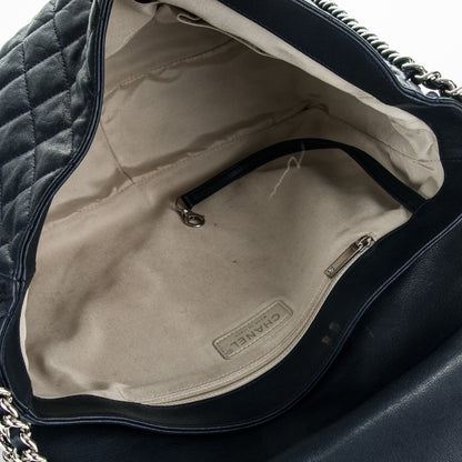 Chanel Washed Lambskin Quilted Maxi Chain Around Flap Dark Navy Blue 5 of 7