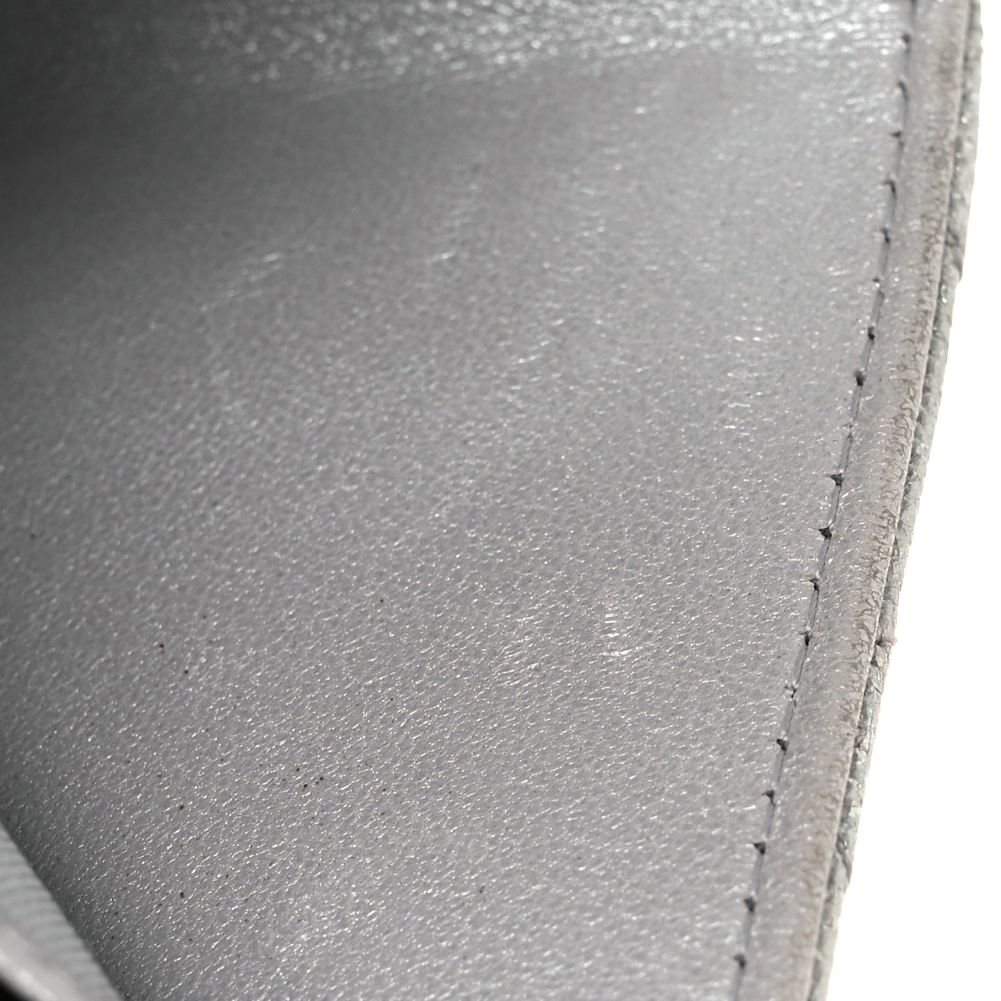 Metallic Caviar Quilted Compact Flap Wallet Silver