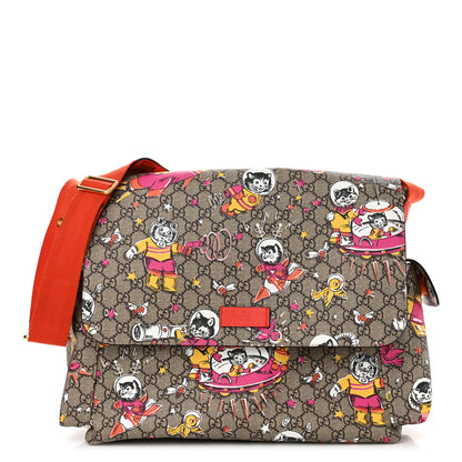 Gucci GG Supreme Monogram Space Cats Diaper Bag Orange 1 of 10