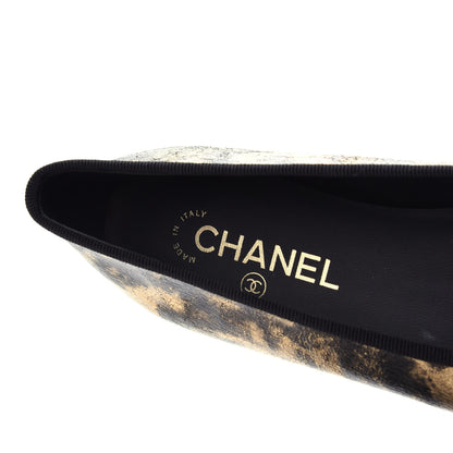 Chanel Laminated Goatskin Cap Toe CC Ballerina Flats 40 Gold 6 of 8