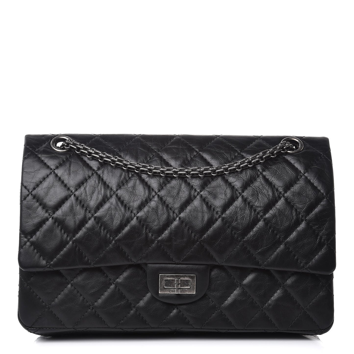 Aged Calfskin Quilted 2.55 Reissue 226 Flap Black