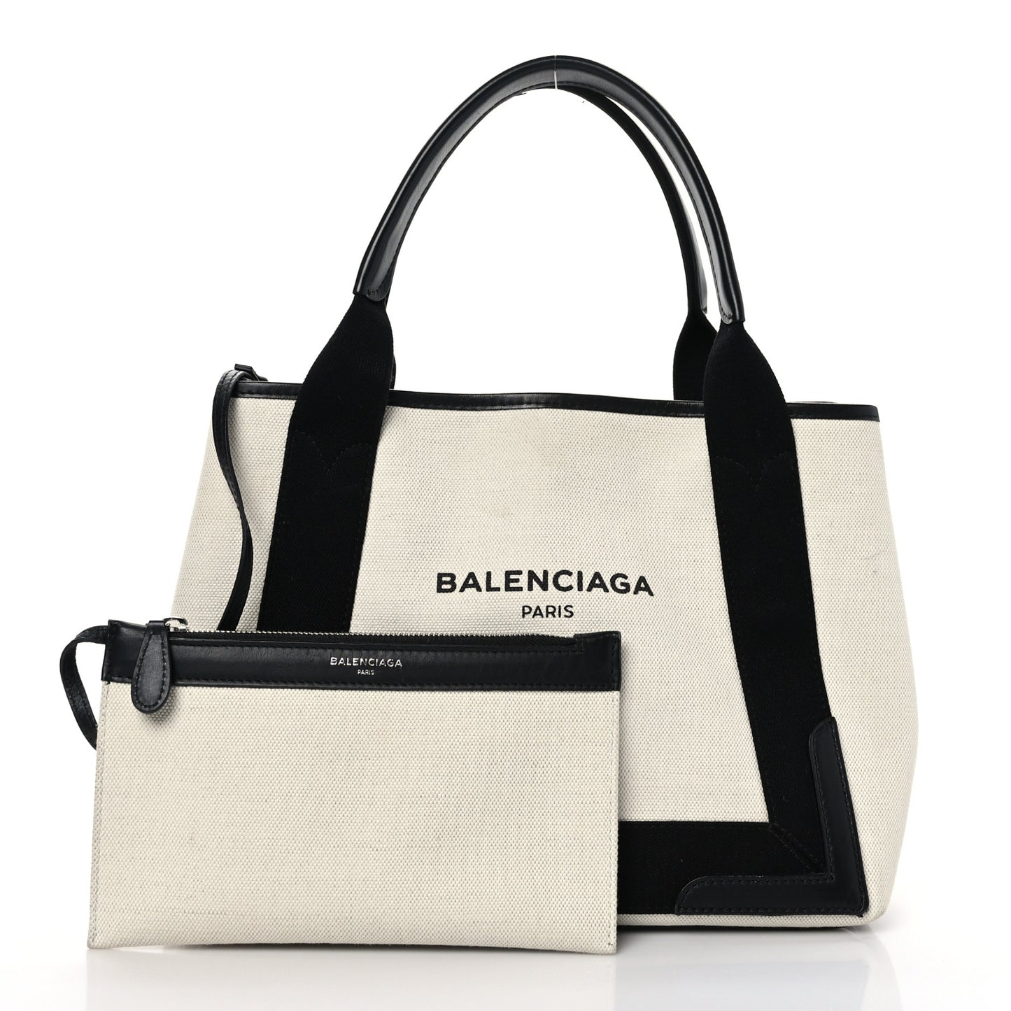 Cotton Canvas Satin Calfskin S Navy Cabas Natural Black