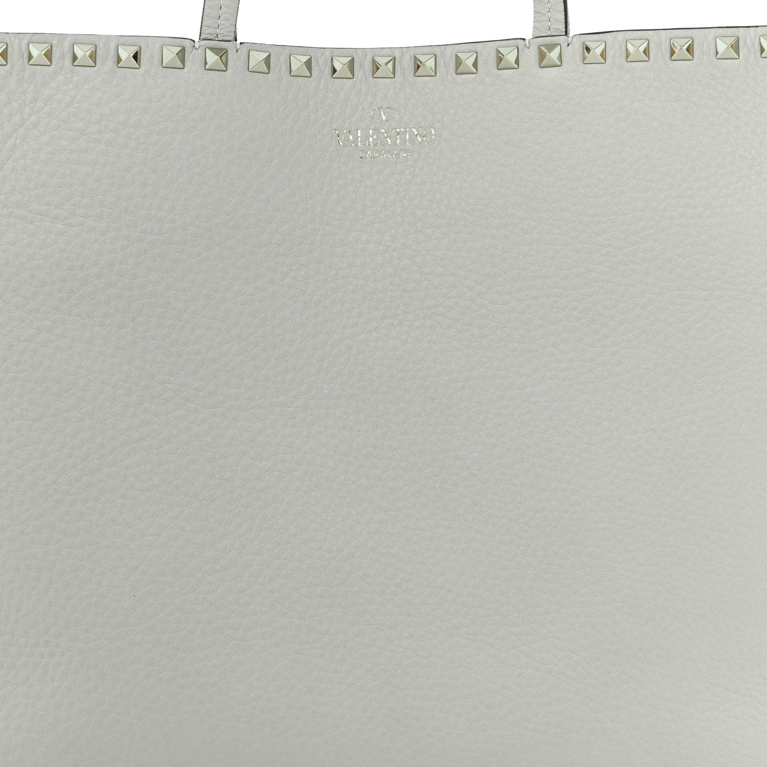 Valentino Garavani Grained Calfskin Rockstud Shoulder Tote Pastel Grey 7 of 9