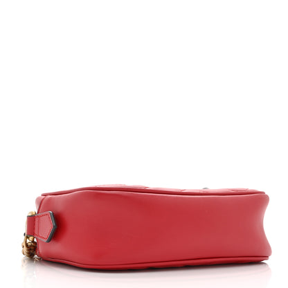 Gucci Calfskin Matelasse Mini GG Marmont Chain Shoulder Bag Hibiscus Red 3 of 10