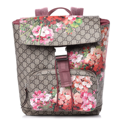 Gucci GG Supreme Monogram Blooms Medium Single Buckle Backpack Beige Multicolor Dry Rose 1 of 9