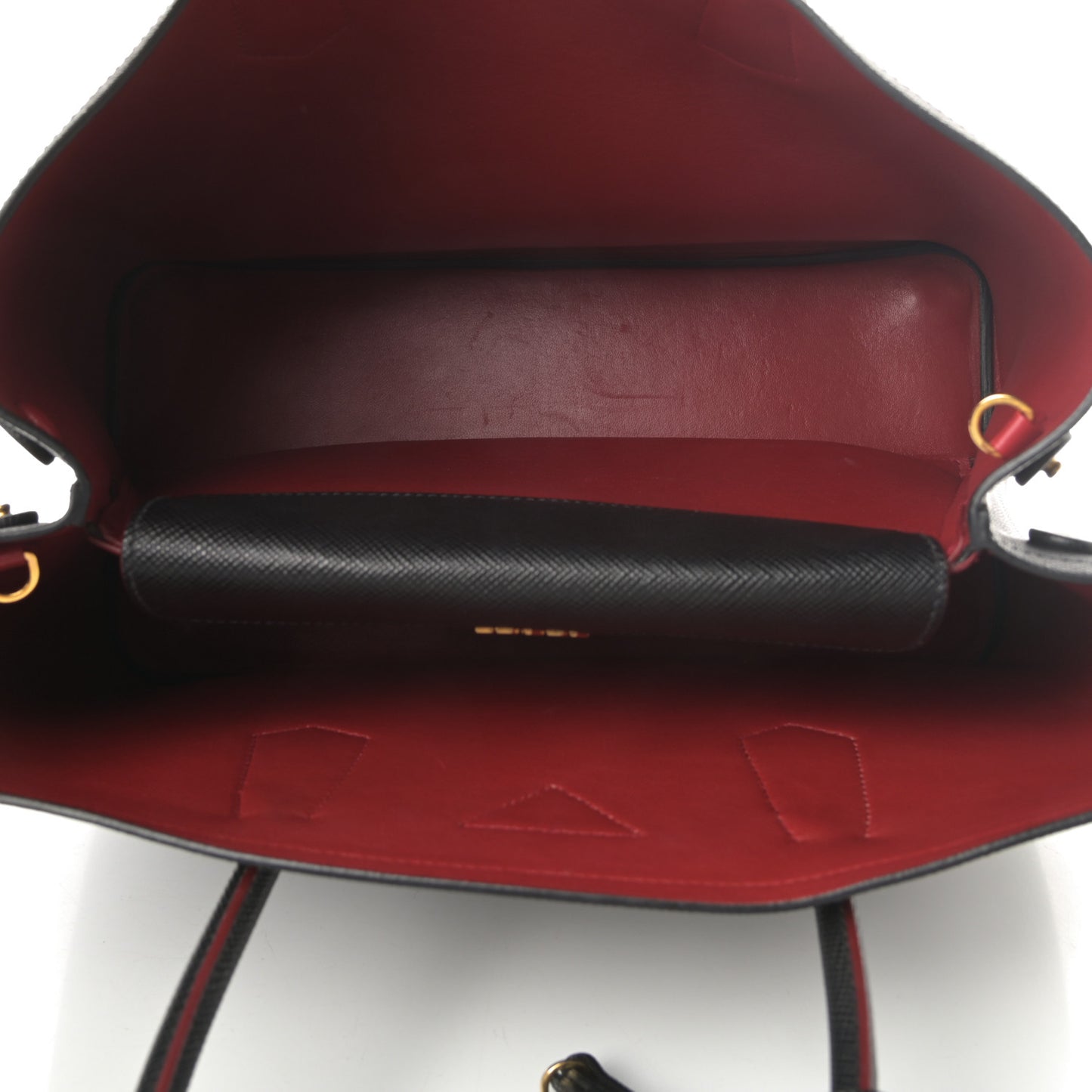 Saffiano Cuir Large Double Bag Black Fuoco