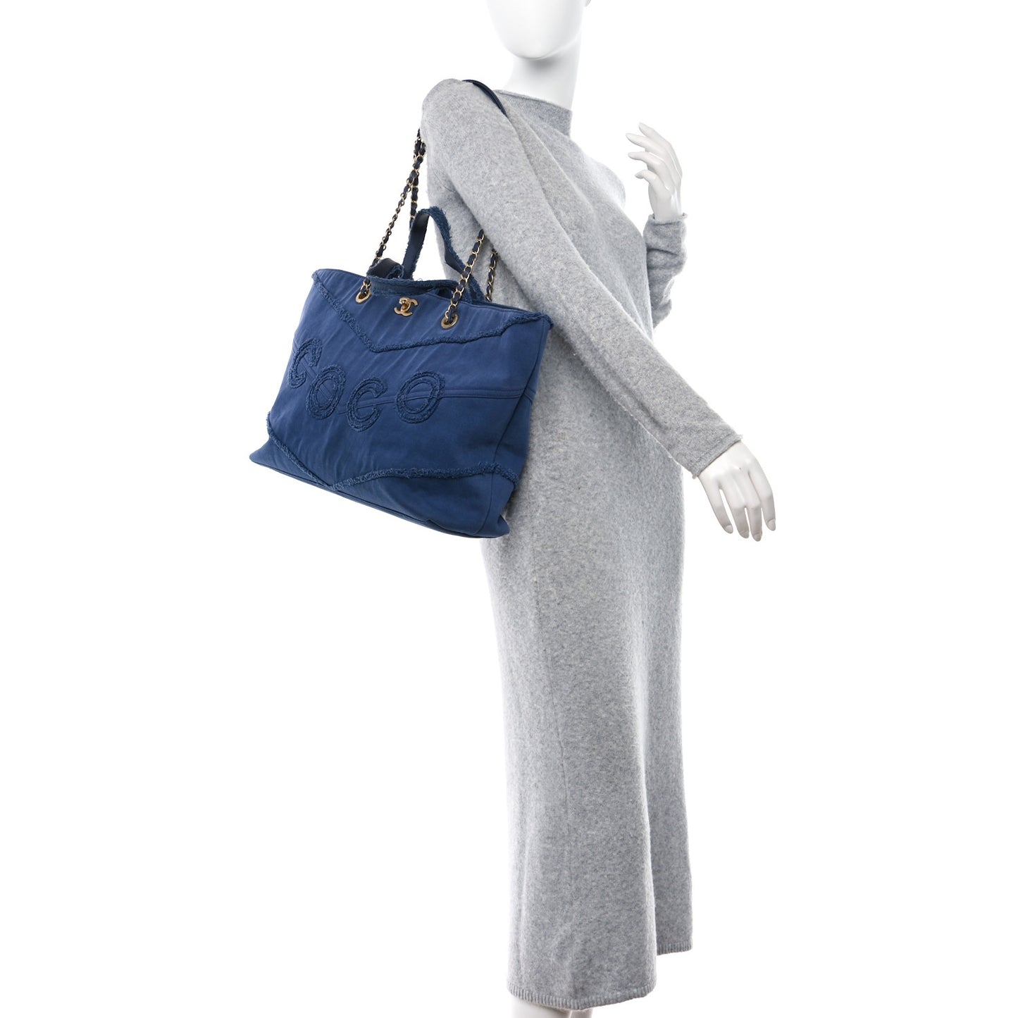 Denim Chevron Coco Tote Navy