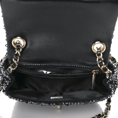 Chanel Sequin Mini Square Flap Black 5 of 11