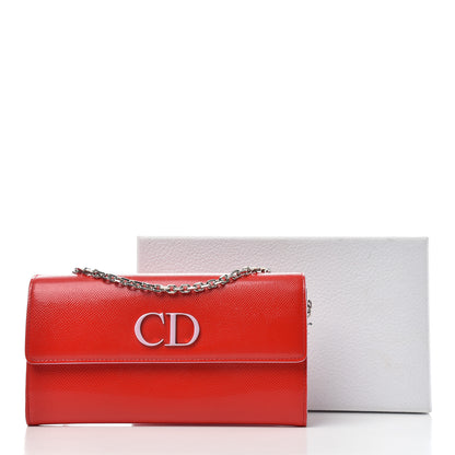 Christian Dior Grained Calfskin Mania Rendez-Vous Chain Wallet Red 7 of 7