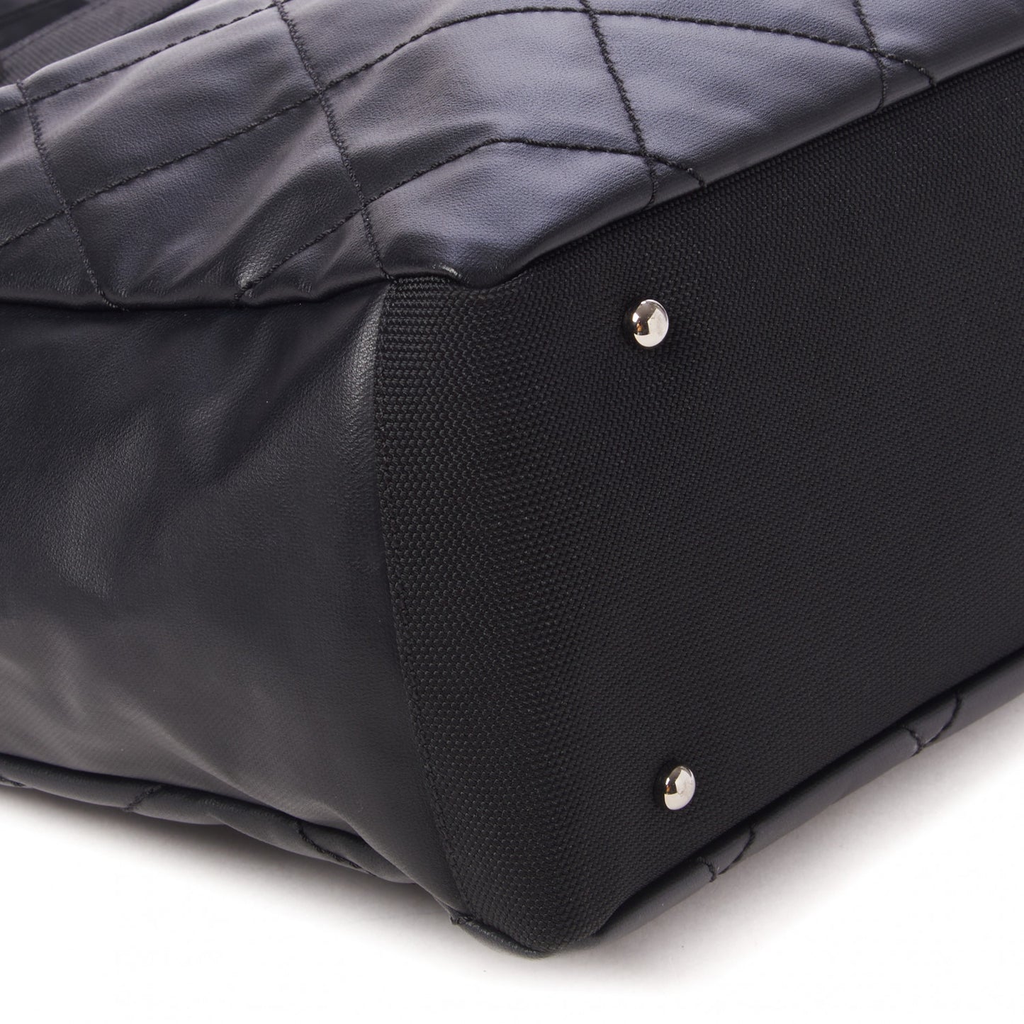 Coated Canvas Quilted Large Paris Biarritz Tote Black