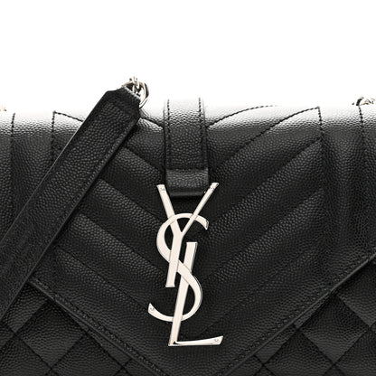 Saint Laurent Grain De Poudre Textured Mixed Matelasse Triquilt Small Monogram Satchel Black 7 of 9