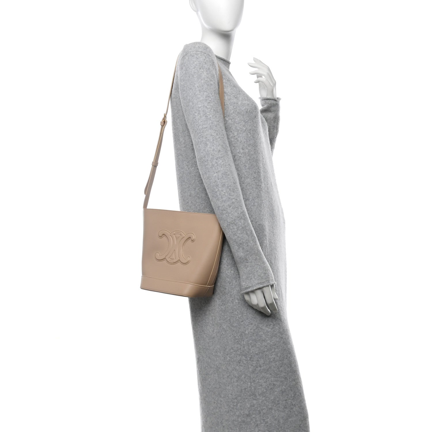 Celine Smooth Calfskin Small Cuir Triomphe Bucket Bag Brown Sepia 2 of 10