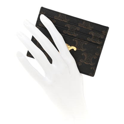 Celine Triomphe Canvas Triomphe Card Holder Tan 2 of 8