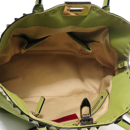Valentino Garavani Leather Rockstud Dome Satchel Green 5 of 7