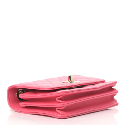 Chanel Lambskin Quilted Mini Trendy CC Wallet On Chain WOC Pink 3 of 9