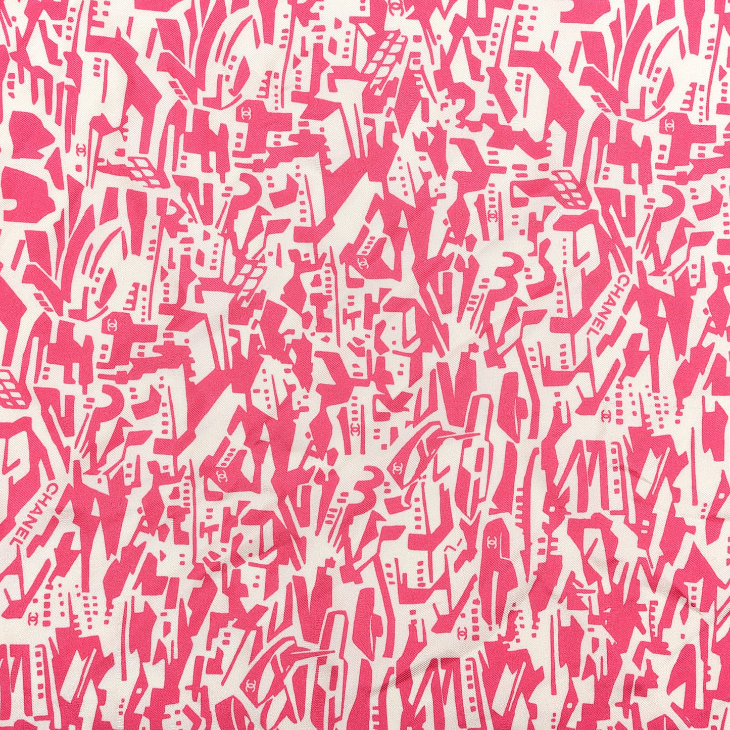 Silk Twill Hair Scarf Pink Ecru