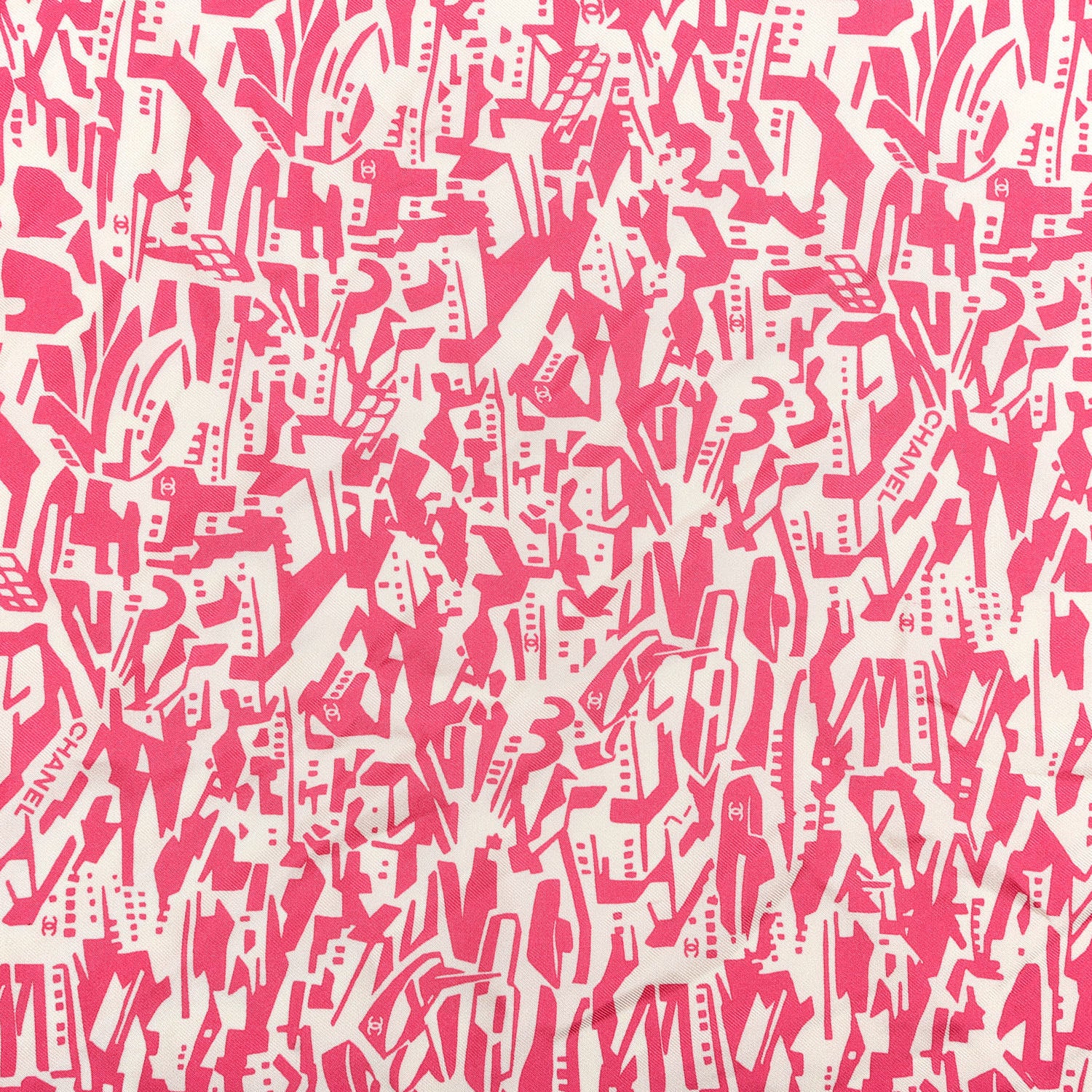 Chanel Silk Twill Hair Scarf Pink Ecru 3 of 4