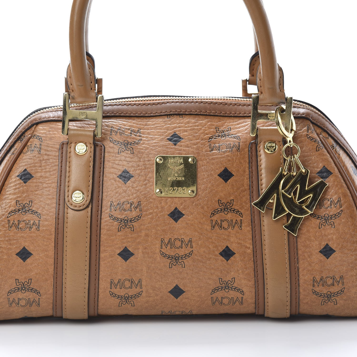 MCM Visetos Boston Bag Cognac 8 of 19