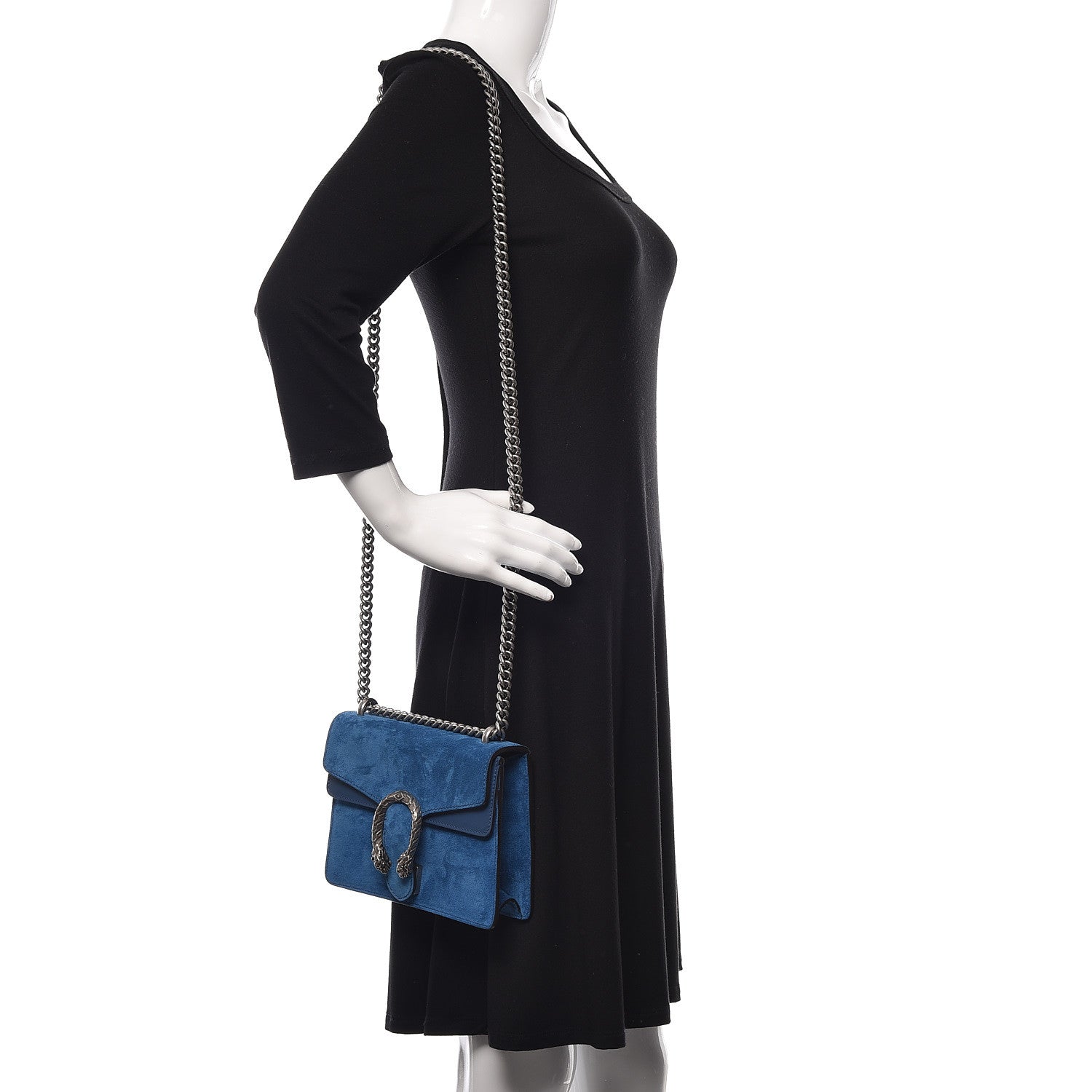 Gucci Suede Mini Dionysus Shoulder Bag Blue 2 of 12
