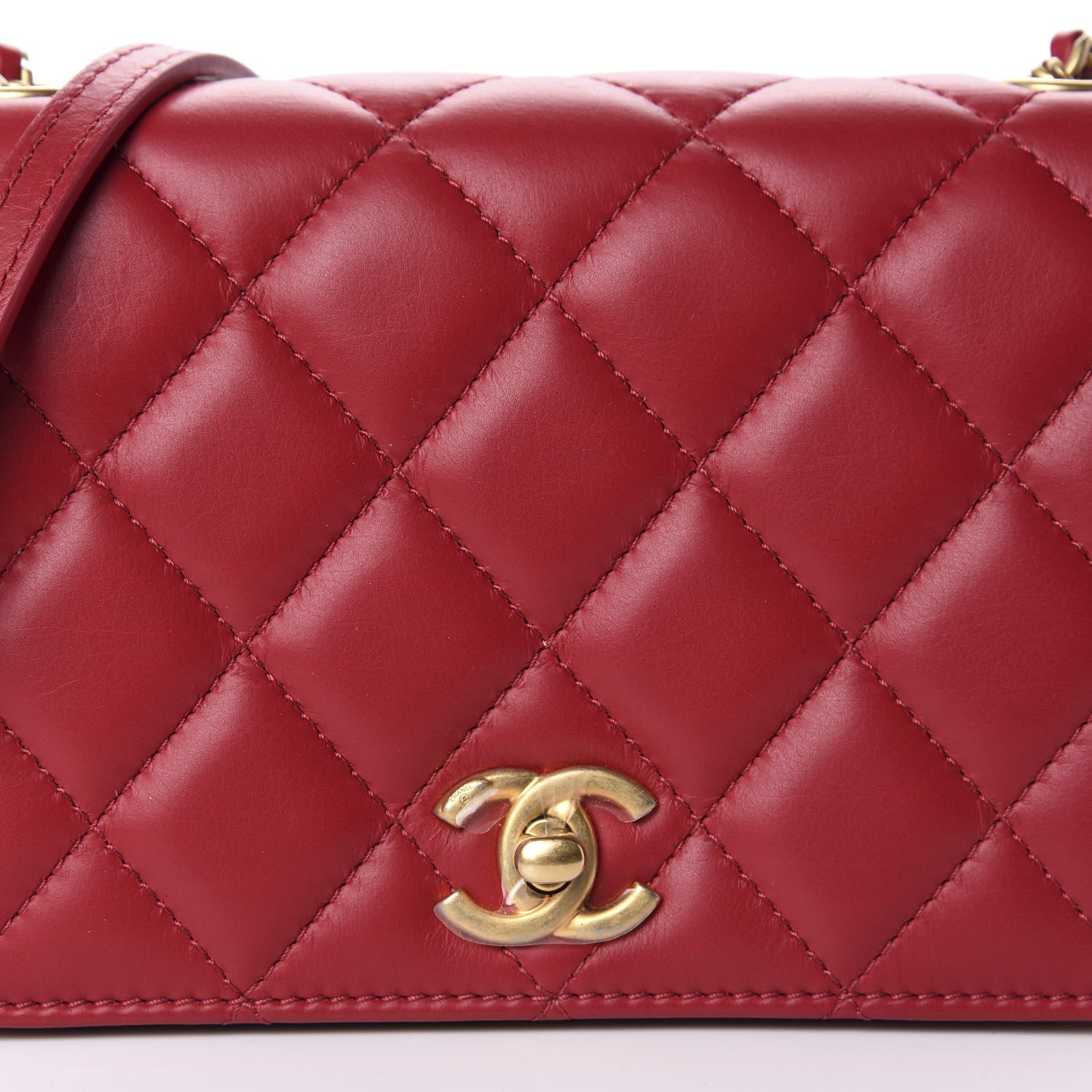 Chanel Lambskin Quilted CC Flap Red 10 of 11