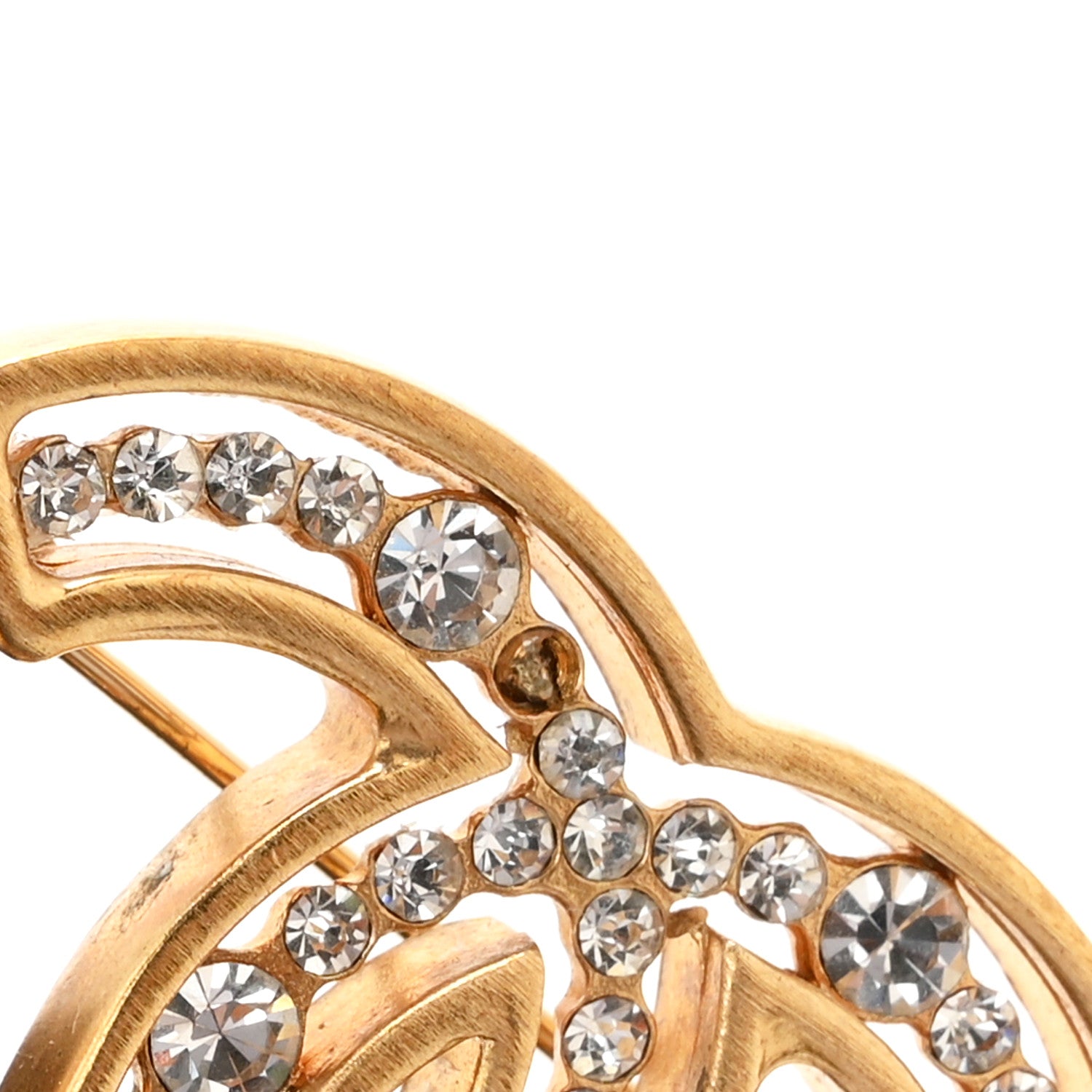 Chanel Crystal CC Brooch Gold 4 of 4
