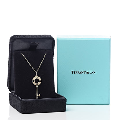 Tiffany 18K Yellow Gold Diamond Atlas Pierced Key Pendant Necklace 7 of 7