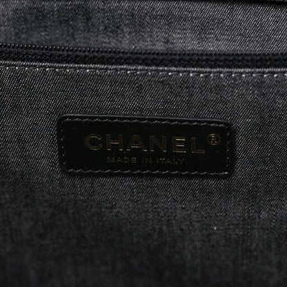 Chanel Straw Raffia Calfskin Chain Small Deauville Tote Black 5 of 12