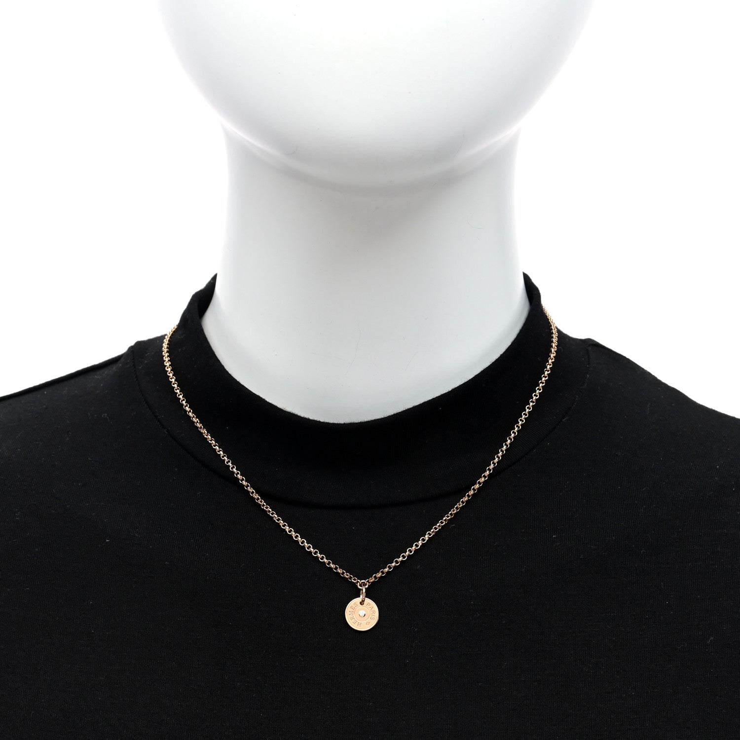 Hermes 18K Rose Gold Diamond Gambade Clou de Selle Necklace 2 of 6