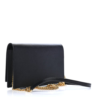 Saint Laurent Grain De Poudre Classic Monogram Kate Tassel Chain Wallet Black 3 of 10