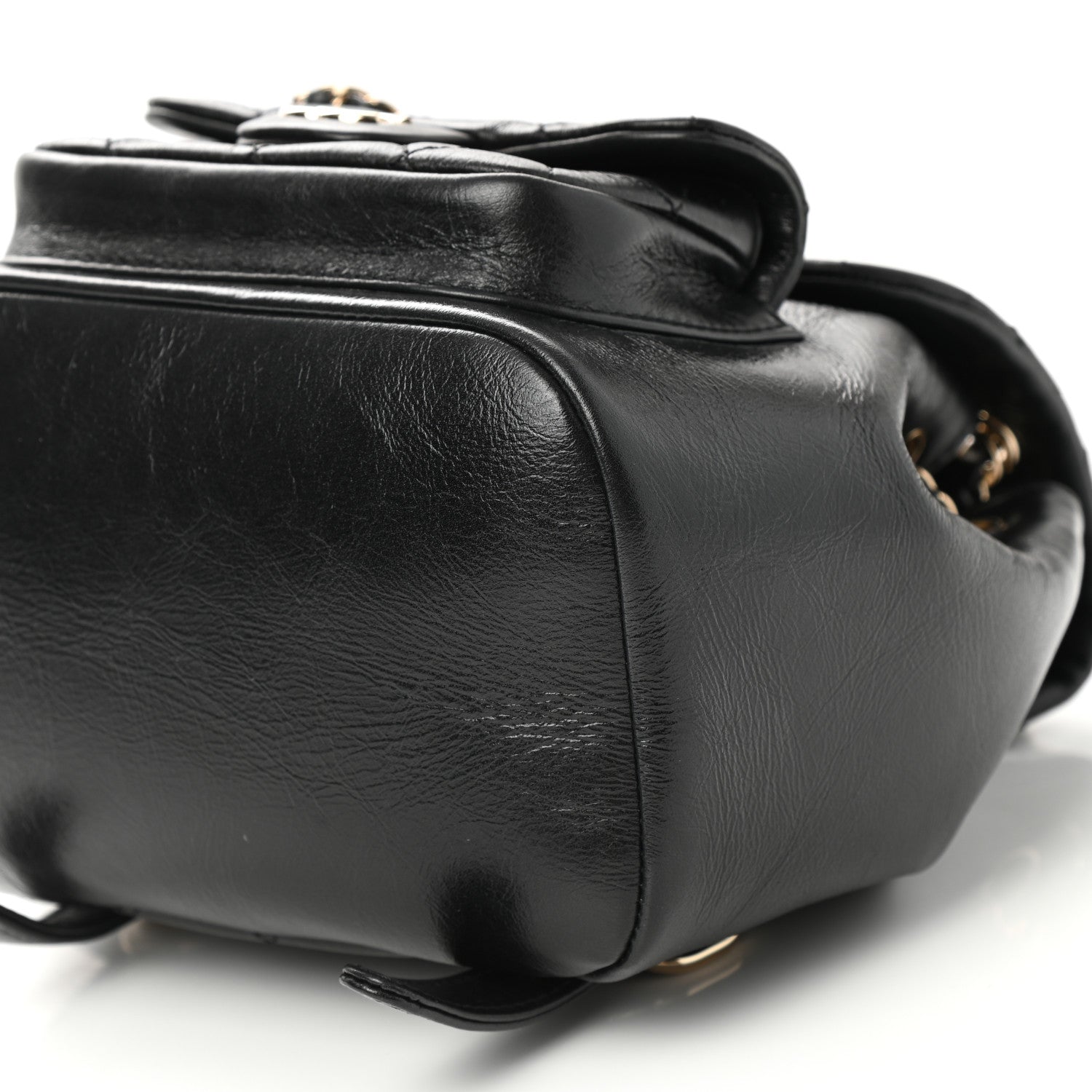 Chanel Glazed Aged Calfskin Quilted Small Duma Drawstring Backpack Black 10 of 11