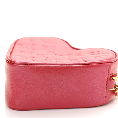 Louis Vuitton Lambskin Embossed Monogram Fall In Love Sac Coeur Heart Chain Bag Lipstick Red 9 of 9