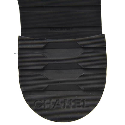 Chanel Shiny Goatskin Calfskin Quilted Lace Up Combat Boots 39 Black 6 of 9