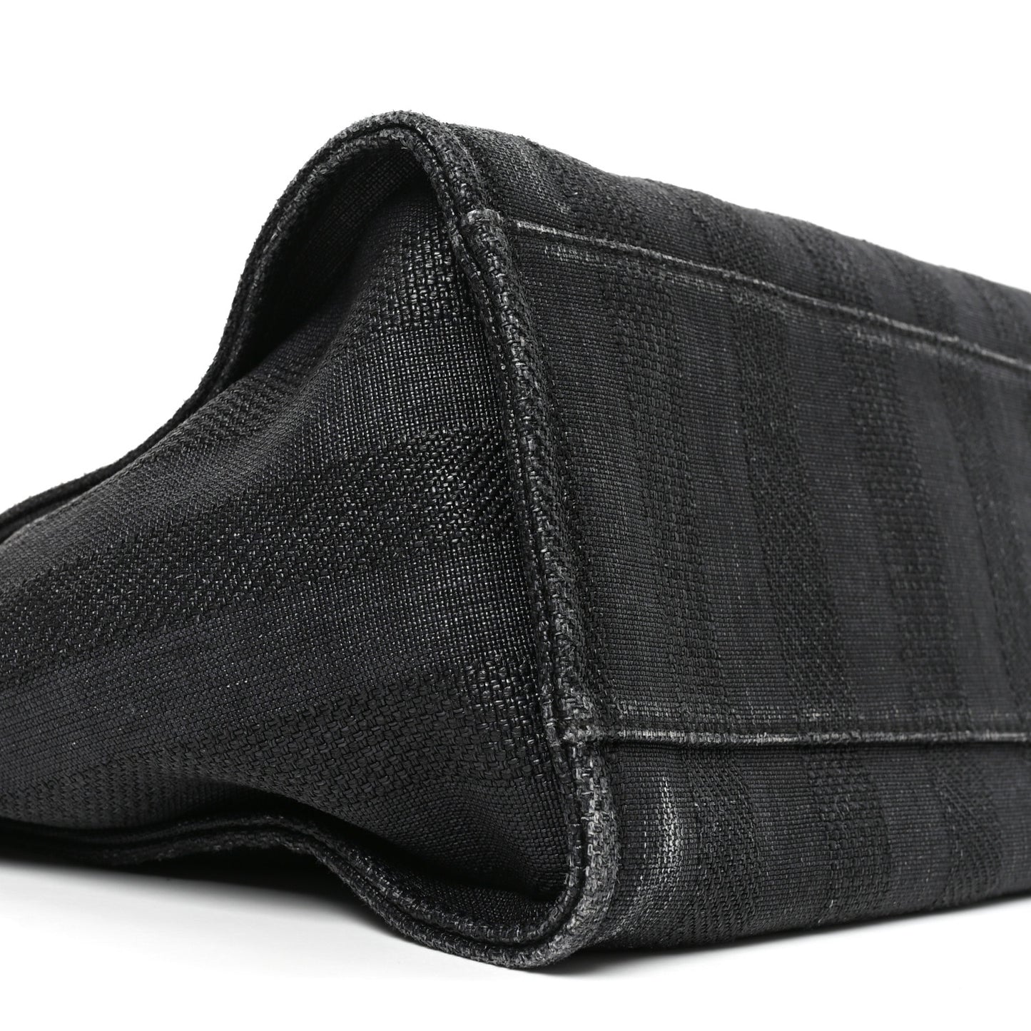 Mixed Fibers Calfskin Striped Medium Deauville Tote Black