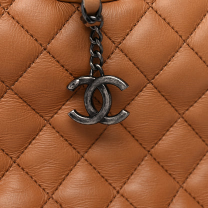Chanel Calfskin Quilted Small Easy Shopping Tote Dark Beige 17 of 17