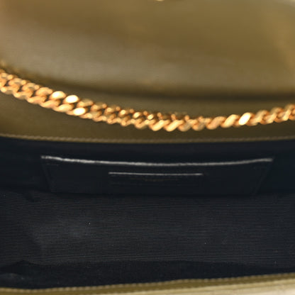 Saint Laurent Grain De Poudre Textured Mixed Matelasse Triquilt Small Monogram Satchel Dark Green 6 of 10