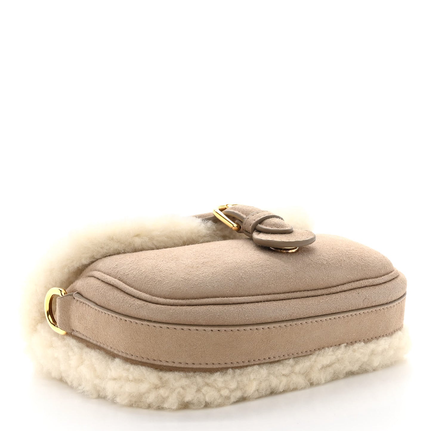 Suede Shearling Medium Bobby Flap Beige