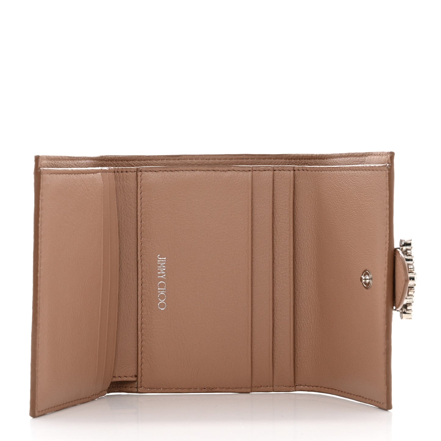 Calfskin Crystal Cheri Compact Wallet Powder Pink