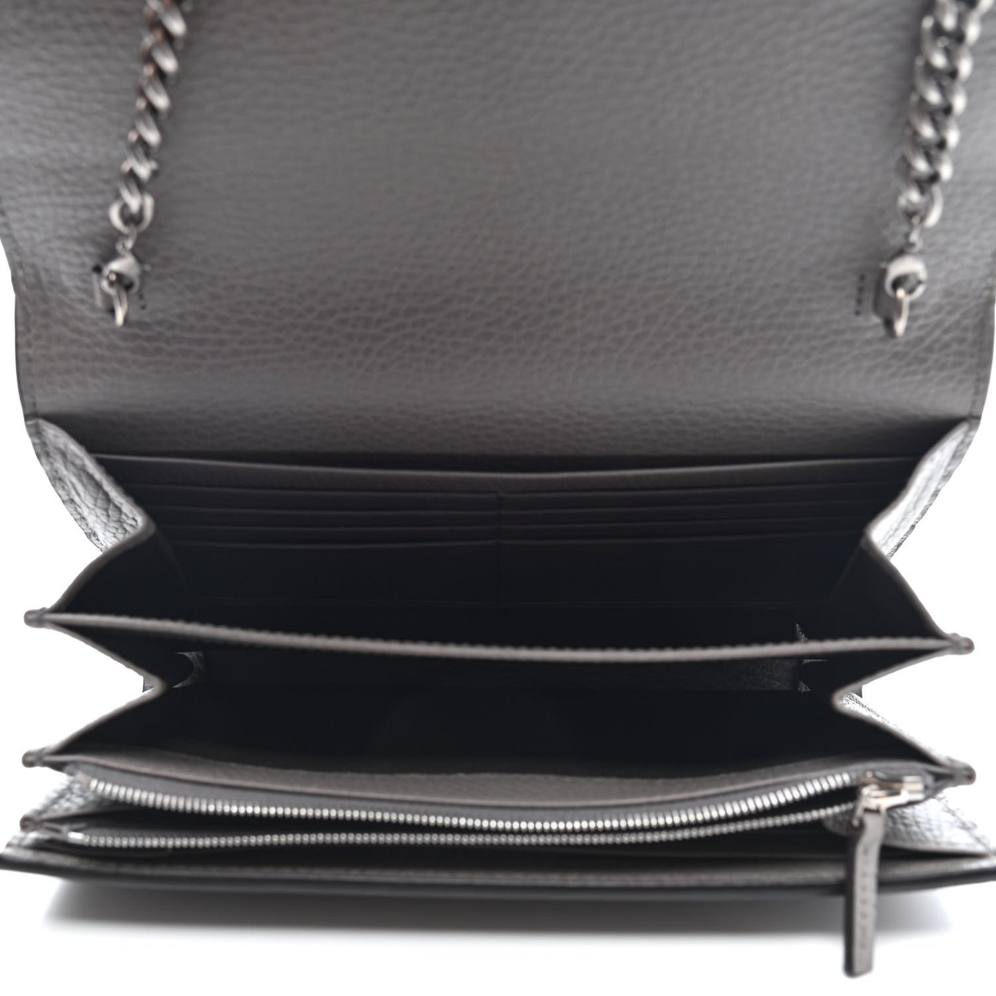 Dollar Calfskin Crystal Mini Dionysus Chain Wallet Dusty Grey Black Diamond