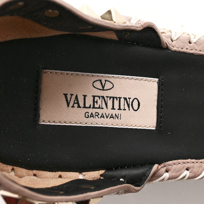 Valentino Garavani Grained Calfskin Rockstud Ankle Strap Espadrille 15/105mm Wedge Sandals 39 Poudre Natural 7 of 12