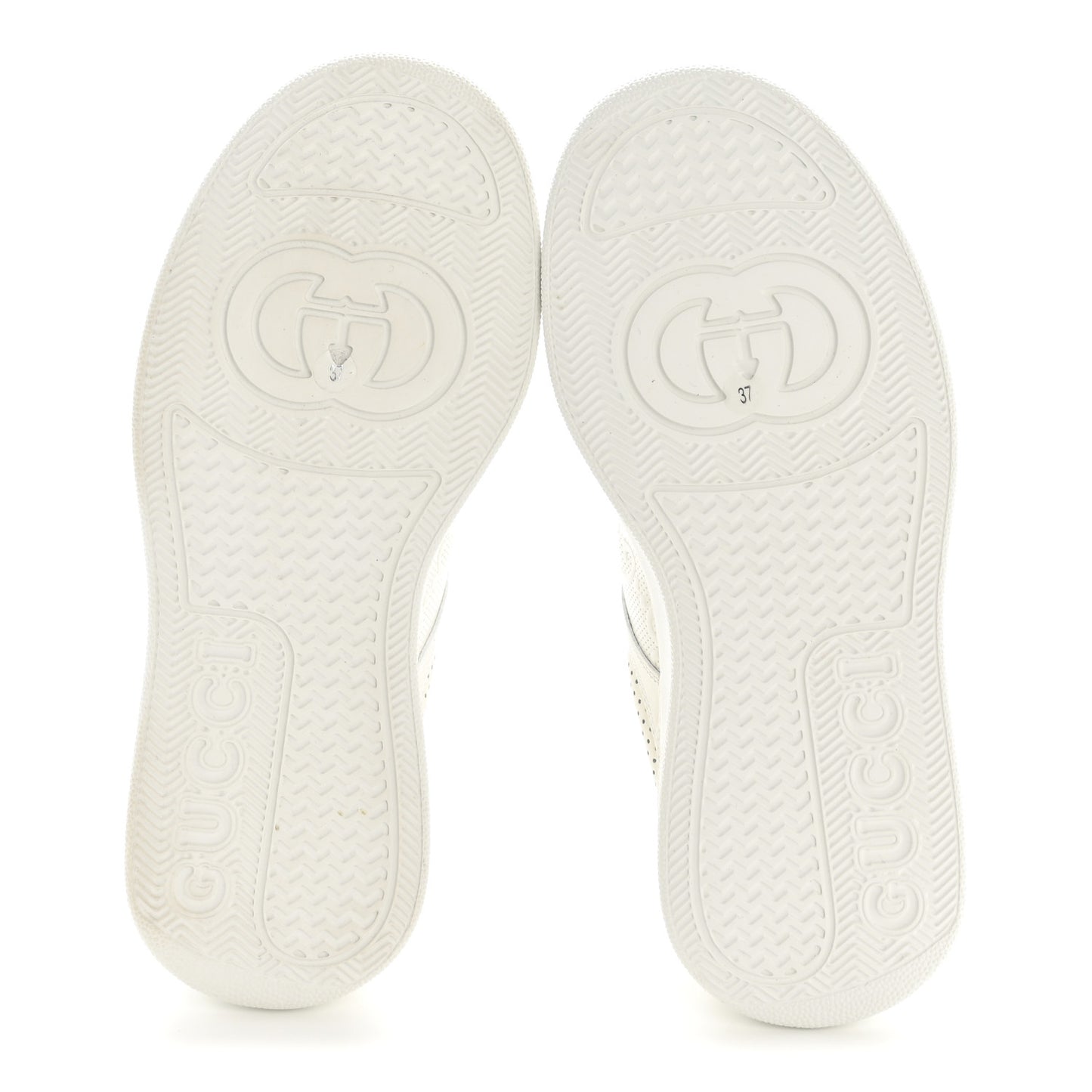 Calfskin GG Tennis Embossed Perforated Womens Platform 55mm Sneakers 37 Great White
