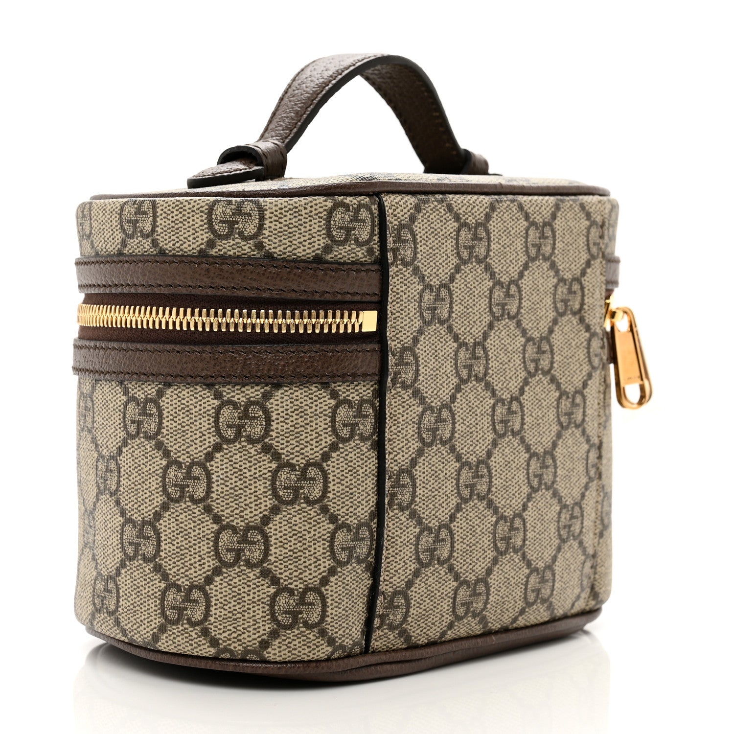 Gucci GG Supreme Monogram Textured Calfskin Web Ophidia Vanity Cosmetic Case Beige Ebony New Acero 3 of 8