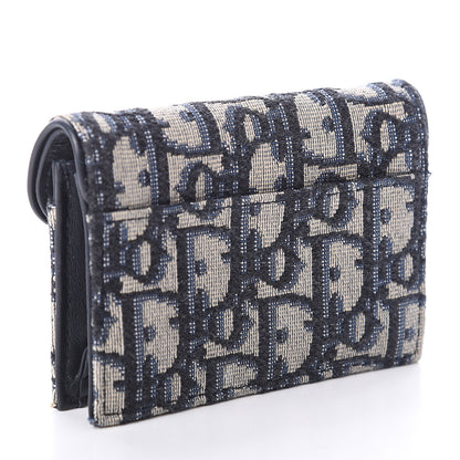 Christian Dior Oblique Saddle Card Holder Blue 2 of 5